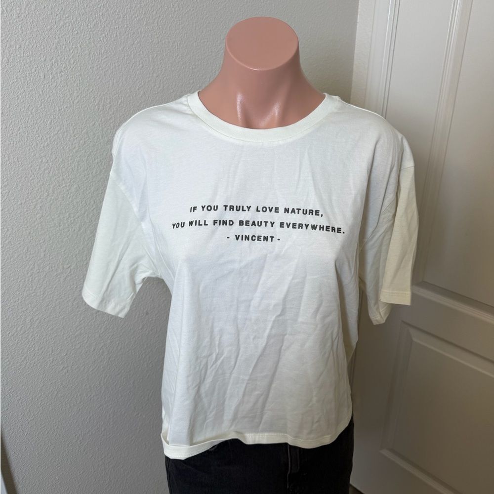 NWT Organic Collective Vincent Van Gogh White Graphic T-Shirt Sz L